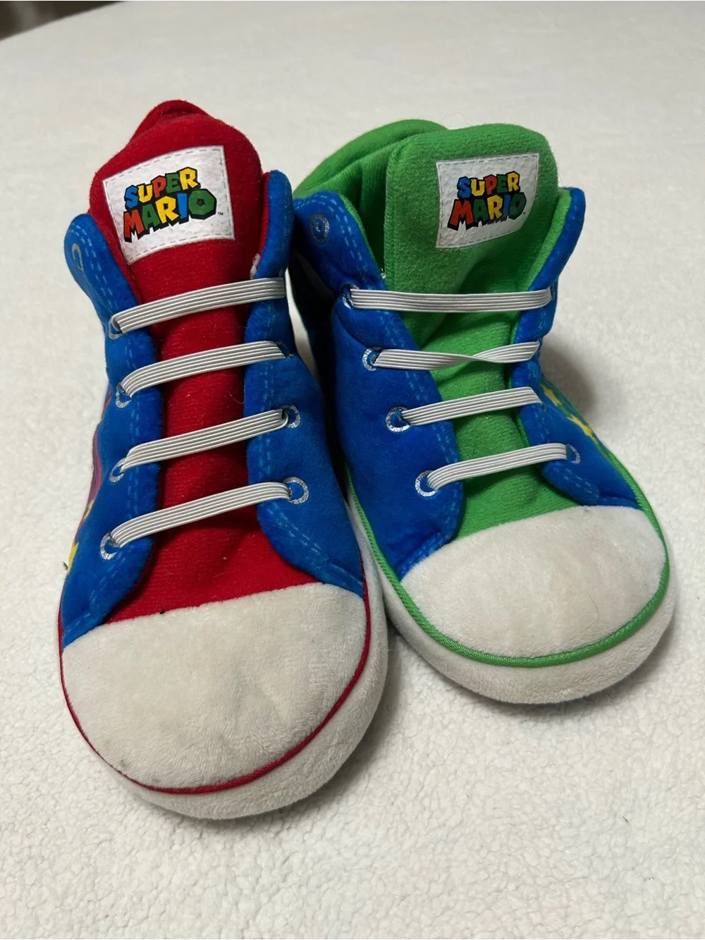 Toddler Blue & Green Character High-Top Slippers - Soft Casual Play Shoes